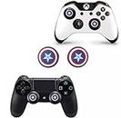 CareFlection Silicone Protective Joysticks Thumb grip Cover for Play Station Ps3 Ps2 PS1 Ps4 PS5 Xbox One S / X 360 Series S / X Elite Controller Game Pad design Rockers Button Key Gaming Anti-Slip (Red Capt America Logo)