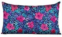 Vargottam Luxury- Printed Blue Theme Cushion Covers Decorative Pillow Covers Lumbar Throw Pillowcase - 24x14 Inches