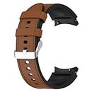 DHIMAHI Band Compatible with Samsung Galaxy Watch 6/5/ 4 40mm 44mm,Genuine Leather with Silicone Replacement Bracelet Bands Strap for Galaxy Watch 5Pro/Watch 6 43mm 47mm/4 Classic42mm46mm (BROWN)