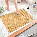 Mush Bamboo Wooden Bath Mat / Door Mat / Floor Mat for Home- Non Slip Quick Drying Mat for Bathroom , Kitchen, Patio, Spa, etc. made with Water-Resistant Organic Bamboo Wood with Anti Slip Silicone Pads (1,Natural Bamboo) 50*70