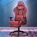 Baybee Drogo Royal Ergonomic Gaming Chair,Computer Chair With Footrest,Adjustable Seat,Pu Leather & 3D Armrest|Head & Massager Lumbar Support Pillow|Home & Office Chair With Full Recline (Wine Red)