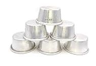 Prime Bakers and Moulders Small Aluminum Mini Cup Cake Baking Moulds For Oven (6 Pieces), Silver