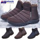 Men Waterproof Winter Warm Fur Lined Snow Boots Ankle Boots Non-slip Flat Shoes