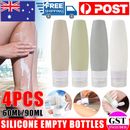 4pcs Silicone Travel Bottles Set Refillable Portable Lotion Shampoo Container AU