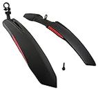 ABC AMOL BICYCLE COMPONENTS Front & Rear Mudguard with Reflective Tape and Plastic Clamp,Color Red Black Full Length Front & Rear Fender