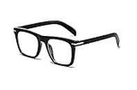 BLACK EAGLE® Rajinikanth Square Stylish Blue Light Blocking Sunglasses for Eye Protection | UV Protection Eyewear for Men & Women | Reduce Fashionable Eyeglasses for Computer Use & Gaming(Black)