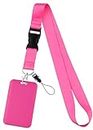 Lanyard ID Holder Pink Lanyard for Keys ID Badges Keychain Vertical Name Badge Holder with Clip