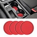 Car Cup Holder Coaster, 4 Pack 2.75 Inch Diameter Non-Slip Universal Insert Coaster, Durable, Suitable for Most Car Interior, Car Accessory for Women and Men (red)