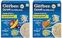 GERBER Cereals for 2-6 year old kids,Mango & Berry + Spinach & Carrot, Combo Pack - 300g + 300g
