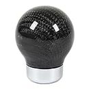 Shift Knob, Universal Black Carbon Fiber Gear Shift Knob with 15mm Bottom Interface, Decorative Round Ball Gear Shifter Knob for Manual Automotive Vehicles (Without Gear)