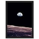 Space Photo Planet Earth From Moon Surface Landscape USA A4 Artwork Framed Wall Art Print Spazio Fotografia Pianeta Da Luna Paesaggio Stati Uniti d'America parete