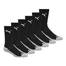 PUMA mens 6 Pack Crew Socks, Black/Gray, 10 13 US, Black/Gray, 10-13