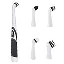 Electrical Cleaning Brush, Electric Cleaning Brush with 4 Replacement Heads, Electric Spin Scrubber Household Cleaning Brushes for Home, Bathroom Floor, Tub, Shower, Tile (Black& White)