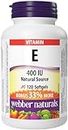 Webber Naturals Vitamin E 400 IU, 120 Softgels, Natural Source of Vitamin E, Antioxidant Support