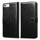 RJR iPhone 6 Plus Wallet Case Leather Flip Cover | Card Holder | Inbuilt Stand | Shockproof | Dual Layer | Leather Finish| Flip Flap Vintage Mobile Flip Case Cover for iPhone 6 Plus (Black)