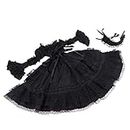 TENOL Adorable Princess Dress with Headdress Clothing Clothes Accessories for Dolls, Black, as described