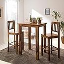G Fine Furniture Wooden 2 Seater Bar Table and Chair Set | High Bar Table and Chairs Set | Tall/Long Dining for Cafe & Restaurant | Kitchen Furniture | Solid Wood Sheesham, Light Brown