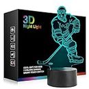 Hockey Player 3D Night Light Lamps for Kids 7 LED Color Changing Touch Table Desk Lamps Lighting Cool Toys Gifts Birthday Xmas Decoration for Sports Hockey Fan