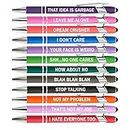 PASISIBICK 12 Pieces Funny Sarcastic Ballpoint Pens, Office Snarky Touch Screen Stylus Pen Encouraging, Black Ink (12 Color,Negative)