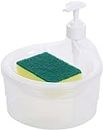 E-COSMOS Double Layer Soap Dispenser for Bathroom Accessories Dishwasher Liquid Holder Liquid Dispenser Pump with Sponge Holder Kitchen Sink Accessories Items (Multi Colour)