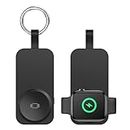 Portable Charger for iPhone Watch,Wireless Magnetic iWatch Charger 1000mAh Battery Travel Keychain Accessories Smart Watch Charger for iPhone Watch Series 9/8/7/6/SE/5/4/3/2/UItra/UItra 2 (Black)
