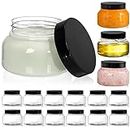 Yarlung 16 Pack 8 Oz Plastic Jars with Lids, Clear Body Scrub Jars Empty Refillable Containers Round Low Profile Samples Jars for Makeup, Body Butter, Creams, Slime, Travel Storage