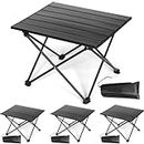 Tioncy 4 Pcs Small Folding Camping Table Portable Table with Aluminum Tabletop and Carry Bag Beach Tables for Sand Collapsible Table for Outdoor Picnic Camp Travel BBQ