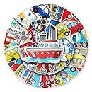 Mixed Transport Stickers for Laptop(50 Pcs),Gift for Teens Adults Girl,Waterproof Transport Truck Digger Engineering Car Stickers for Water Bottle,Vinyl Stickers for Journal,Dairy,Scrapbook