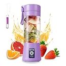Portable Blender Cup, Electric USB Juicer Blender, Mini Blender Portable Blender for Shakes and Smoothies, Juice,380ml, Six Blades Great for Mixing, for Baby Food, Gym, Travel, Light Purple