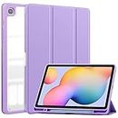 VOVIPO Slim Case for Samsung Galaxy Tab S6 Lite 10.4 inch 2022 (SM-P613/P619) & 2020 (SM-P610/P615),Shockproof Cover with Clear Transparent Back Shell with S Pen Holder-Purple