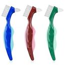 WLLHYF 3 Stück Premium harte Zahnersatzbürste, Zahnersatzreinigungsbürste, tragbare Zahnersatz, doppelseitige Bürste, mehrschichtige Borsten für Zahnersatzpflege