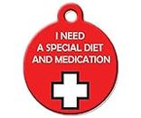 Medical Alert Dog Pet ID Tag - I Need A Special Diet and Medication - Personalize Colors and Your Pet Info