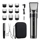 Hair Clippers for men, Cordless Rechargeable Hair Trimmers for Men, Adjustable Precise Length, 16-piece Home Hair Cutting Kit with Scissors Case, Black