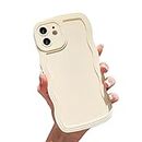 Ownest Kompatibel mit iPhone 11 Hülle Cute Curly Simple Welle Rahmen Case Aesthetic Design Solid Farbe Men Girls TPU Silikon Slim Phone Case Handyhülle - Beige