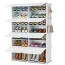 FUNLAX Meuble Chaussures, Design de 8 étages pour 32 Paires de Chaussures, Rangement Chaussure Salon Couloir Chambre à Coucher, Blanc