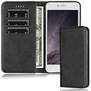 FROLAN for iPhone 7 Plus / 8 Plus Wallet Case, 5.5 Inch, with Credit Card Holder Slot Premium PU Leather Strong Magnetic Flip Folio Drop Protection Shockproof Cover (Black)