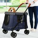LUCKYERMORE Dog Stroller Large Cat Pet Carriers Bag Travel 4 Wheels Folding Cage