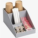 Navaris Coffee and Tea Station - Grey Organiser Station Caddy for Coffee and Tea Condiment Accessories Office Home Kitchen Bar - 4 Compartments