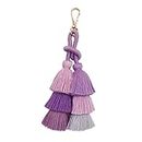 LOOM TREE Tassel Keychain Charm Car Hangings Clothing Accessories for Purse Bag Adults Purple