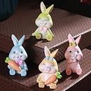 TIED RIBBONS Pack of 4 Decorative Rabbit Miniature Showpiece (Resin, 5 cm x 3.5 cm) Statue for Car Dashboard Home Decor Living Room Bedroom Kitchen Plants Garden Decoration Gift Items