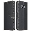 ELESNOW Case Compatible with Samsung Galaxy S8, High-grade Leather Flip Wallet Phone Case Cover for Samsung Galaxy S8 (Black)