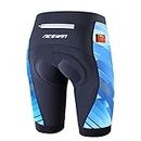 Womens Bike Shorts 4D Gel Pading Cycling Spinning Biker Bicycle Short with Pockets Wide Waistband, Blue, X-Large
