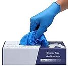 Surgicals Powder Free Nitrile Gloves, Food Grade,Hand Gloves - 100 Count - Blue (100, Medium)