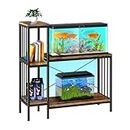 BESTTOONE 20-29 Gallon Fish Tank Stand: Aquarium Stand with Shelves for Fish Tank Accessories Storage & Potted Plant Stand 2 Tier Wood Heavy Duty Metal Frame Turtle | Reptile Terrarium Stand Rustic