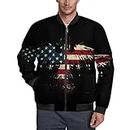 American Flag Eagle Men's Flight Bomber Jacket Fall Winter Warm Coat For Womens With Pockets