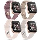 Vancle Bands Compatible with Fitbit Versa 2 Bands for Women Men, Soft Breathable Sport Replacement Wristbands for Fitbit Versa 2 / Fitbit Versa/Versa Lite/Versa SE (Milk Tea/Smoke Purple/Starlight/PinkSand)