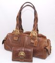 Coach Soho Braided Tobacco Brown Leather Tote Handbag And Wallet Set G06S-10048