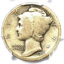 1916-D Mercury Dime 10C Coin - Certified PCGS Good Detail - Rare Key Date!