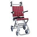 Mobiclinic®, Neptuno, Wheelchair, Folding Transport Wheelchair for Adults and Handicapped, Ergonomic Seat and Backrest, Footrest and Armrests, Safety Belt, Lightweight, Aluminium, Red Plaid