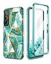 SURITCH Compatible with Samsung Galaxy S22 Plus Case [Built-in Screen Protector] 360 Degree Full Body Protection Cover Bumper Shockproof Non Slip Case for Samsung Galaxy S22 Plus 5G Green Mandala